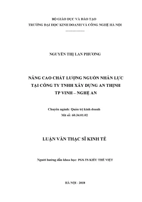 Nâng cao chất lượng nguồn nhân lực tại Công ty TNHH Xây 