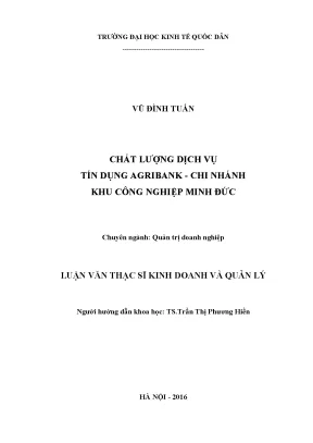 Chất lượng dịch vụ tín dụng Agribank tại KCN Minh Đức: 