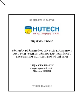 Các nhân tố ảnh hưởng đến chất lượng dịch vụ kiểm toán