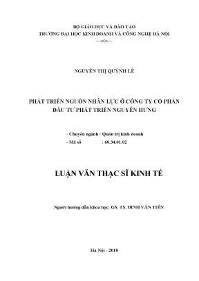 Phát triển Nguồn Nhân lực tại Công ty Cổ phần Đầu tư 