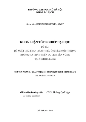 Giải pháp giảm ô nhiễm môi trường cho du lịch bền vững 