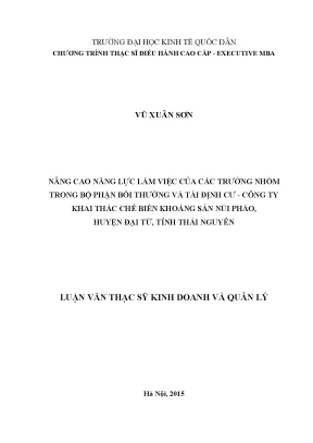 Nâng cao năng lực làm việc của trưởng nhóm bồi thường, 