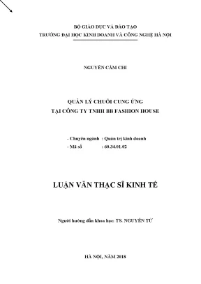 Quản lý chuỗi cung ứng tại BB Fashion House: Luận văn 