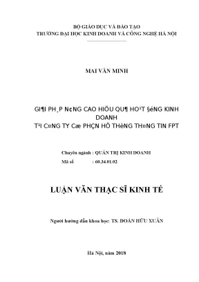 Nâng cao hiệu quả kinh doanh tại FPT: Luận văn thạc sĩ HUBT