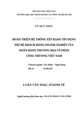 Hệ thống Xếp hạng Tín dụng Nội bộ Khách hàng Doanh 