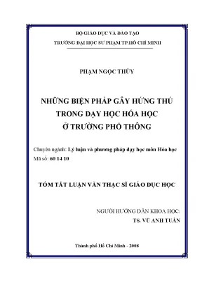Biện pháp tăng cường hứng thú trong dạy học hóa học ở 
