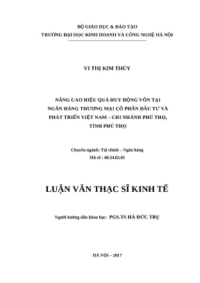 Phân tích Huy động Vốn tại BIDV Phú Thọ: Luận Văn Thạc