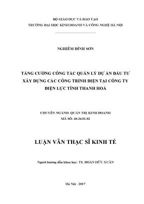 Quản lý dự án đầu tư xây dựng công trình điện tại Thanh Hóa