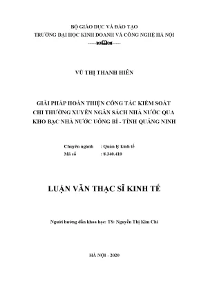 Cải thiện kiểm soát chi ngân sách nhà nước qua kho bạc 