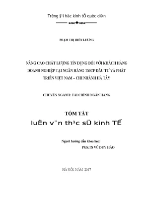 Nâng cao chất lượng tín dụng cho doanh nghiệp tại ngân