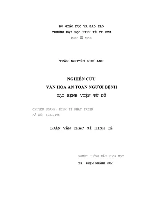 Nghiên cứu văn hóa an toàn bệnh nhân tại Bệnh viện Từ Dũ