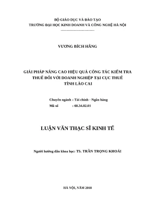 Nâng cao hiệu quả công tác kiểm tra thuế tại Cục thuế