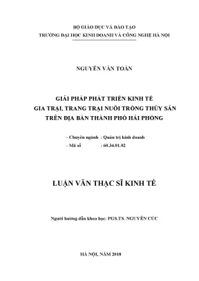 Giải pháp phát triển kinh tế gia trại nuôi trồng thủy 