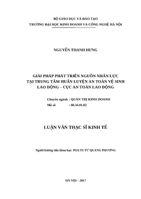 Luận Văn Thạc Sĩ HUBT: Quản Lý Nguồn Nhân Lực An Toàn