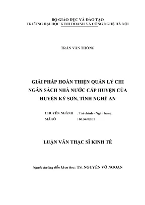 Giải pháp nâng cao quản lý chi ngân sách nhà nước cấp 