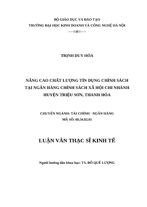 Nâng cao chất lượng tín dụng chính sách tại Ngân hàng 