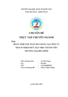 Kế toán bán hàng tại Công ty TNHH Thương mại Hòa Bình:
