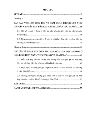 Bảo tồn và phát huy bản sắc văn hóa dân tộc Mường tại 