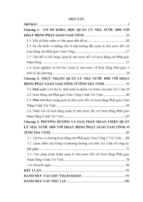 Quản lý nhà nước đối với phật giáo nam tông tại Trà Vinh