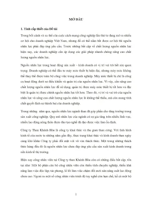 Nâng cao chất lượng nguồn nhân lực tại Công ty Than