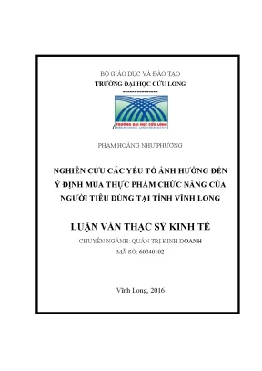 Yếu tố ảnh hưởng đến quyết định mua thực phẩm chức năng