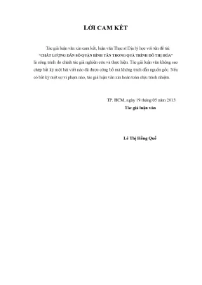 Chất lượng dân số quận Bình Tân trong quá trình đô thị hóa