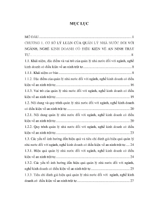 Quản lý nhà nước ngành nghề kinh doanh có điều kiện: