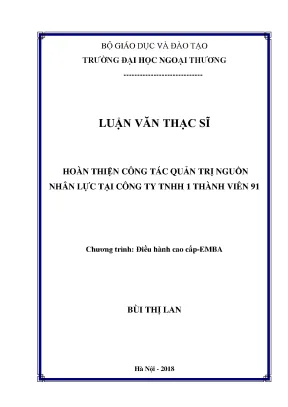 Cải thiện quản trị nguồn nhân lực tại công ty TNHH 1