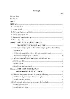 Đặc điểm diễn ngôn trần thuật trong truyện ngắn Hồ Anh Thái