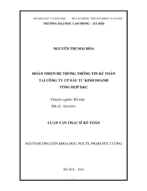Hoàn thiện Hệ thống Thông tin Kế toán cho Doanh nghiệp: 