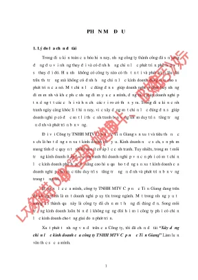 Chiến lược kinh doanh hiệu quả cho Công ty TNHH MTV Cấp