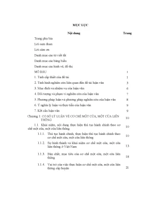 Luận Văn: Thủ Tục Hành Chính Một Cửa & Liên Thông Tại 