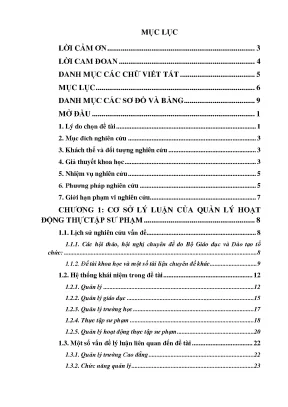 Thực trạng quản lý hoạt động thực tập sư phạm mầm non 