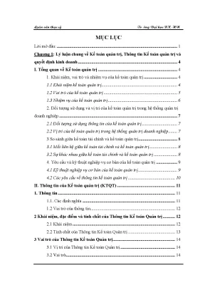 Tối ưu thông tin kế toán quản trị cho quyết định ngắn 
