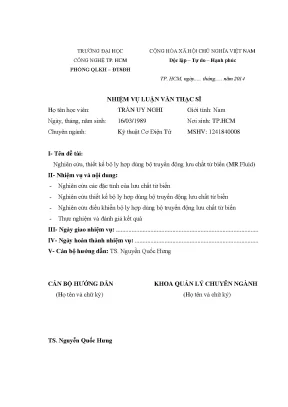 Thiết kế bộ ly hợp sử dụng MR Fluid cho hiệu suất tối ưu
