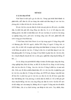 Bảo tồn và phát huy văn hóa dân tộc Stiêng tại Bình 