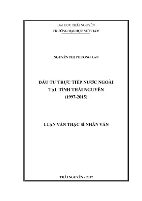 Đầu Tư Trực Tiếp Nước Ngoài Tại Thái Nguyên (1997-2015): 