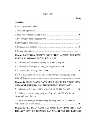 Phân tích Năng lực Công chức Văn phòng Thống kê Xã tại 