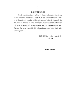 Tuyển dụng nhân lực tại Công ty Xây dựng Bình Minh: 