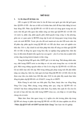 Phân cấp Quản lý Giáo dục Phổ thông tại Kiên Giang: Luận 