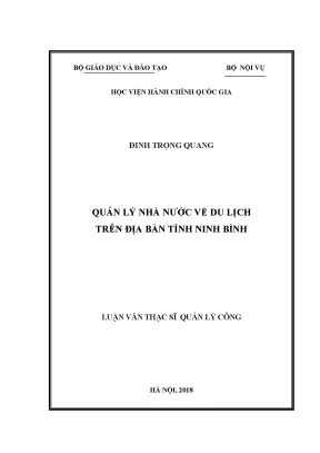 Quản lý du lịch Ninh Bình: Luận văn nghiên cứu