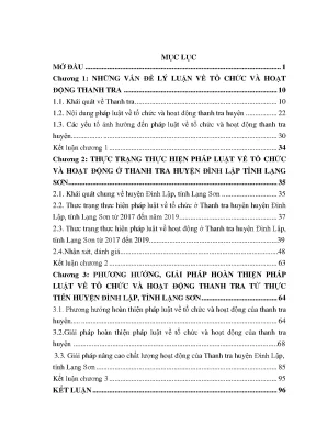 Nghiên cứu tổ chức và hoạt động thanh tra tại huyện Đình 