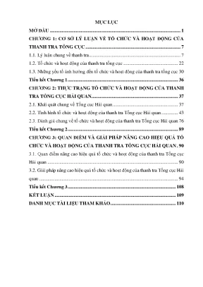 Tổ chức và Hoạt động của Thanh tra Tổng cục Hải quan: