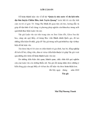 Quản lý Nhà nước về Du lịch tại Chiêm Hóa, Tuyên Quang: 