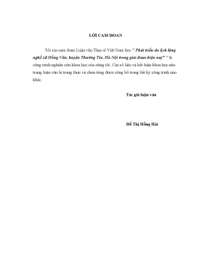 Phát triển du lịch làng nghề Hồng Vân, Thường Tín, Hà 