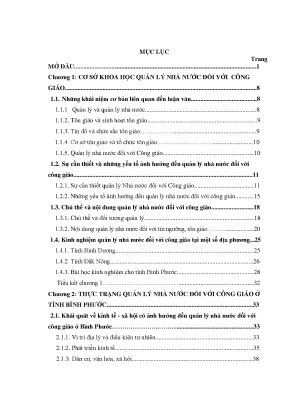 Quản lý nhà nước đối với công giáo tại Bình Phước
