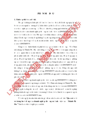 Quản trị rủi ro cho doanh nghiệp nhỏ và vừa ở Huế: Hướng 