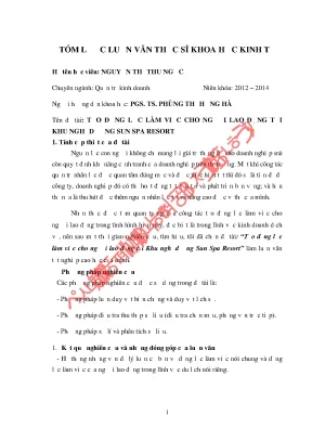 Nâng cao động lực làm việc cho nhân viên tại khu nghỉ 