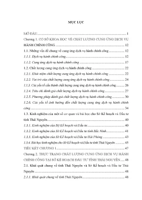 Chất lượng dịch vụ hành chính công tại Sở Kế hoạch và