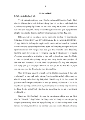 Phân tích Tình hình Tài chính Bệnh viện Bãi Cháy: Báo 